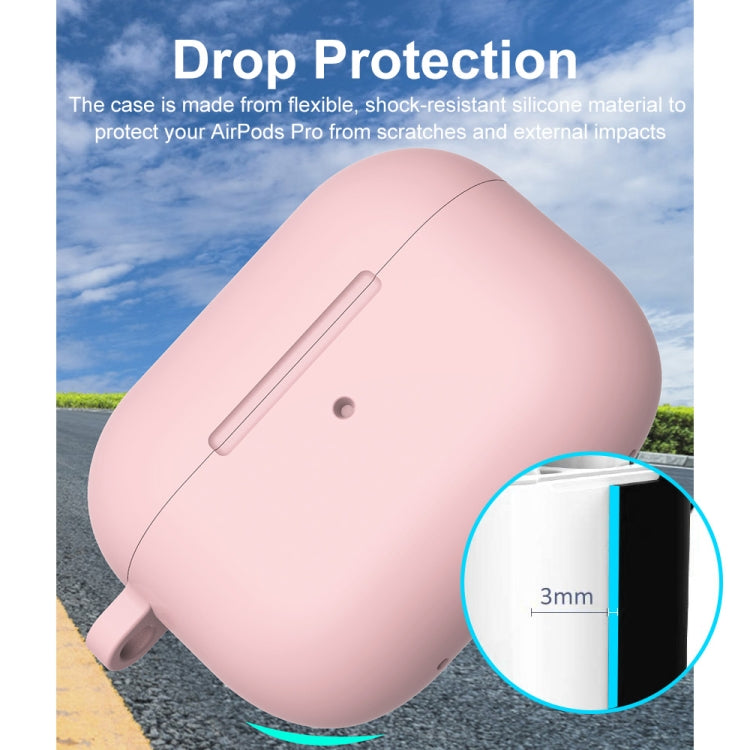 For Apple AirPods Pro 2 2022 ENKAY Thickened Silicone Protective Case with Keychain(Matte Pink) - For AirPods Pro 2 by ENKAY | Online Shopping UK | buy2fix