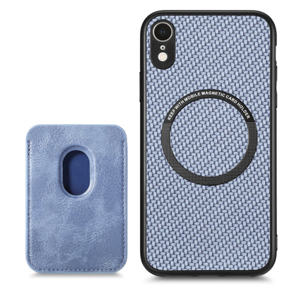 For iPhone  XR Carbon Fiber Leather Card Magsafe Magnetic Phone Case(Blue) - More iPhone Cases by buy2fix | Online Shopping UK | buy2fix