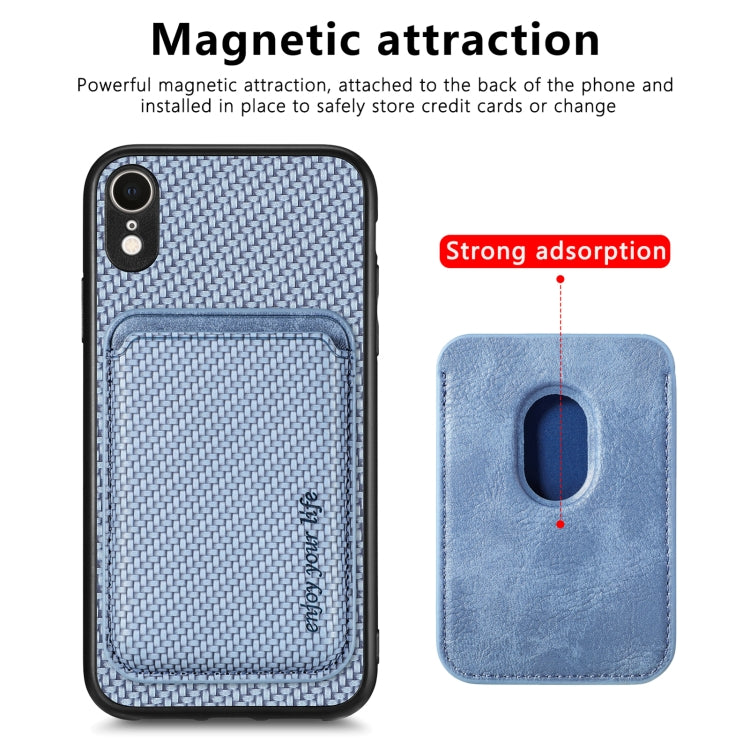 For iPhone  XR Carbon Fiber Leather Card Magsafe Magnetic Phone Case(Blue) - More iPhone Cases by buy2fix | Online Shopping UK | buy2fix