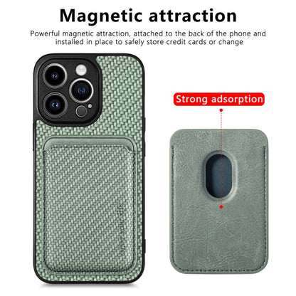 For iPhone 13 Pro Max Carbon Fiber Leather Card Magsafe Magnetic Phone Case(Green) - iPhone 13 Pro Max Cases by buy2fix | Online Shopping UK | buy2fix