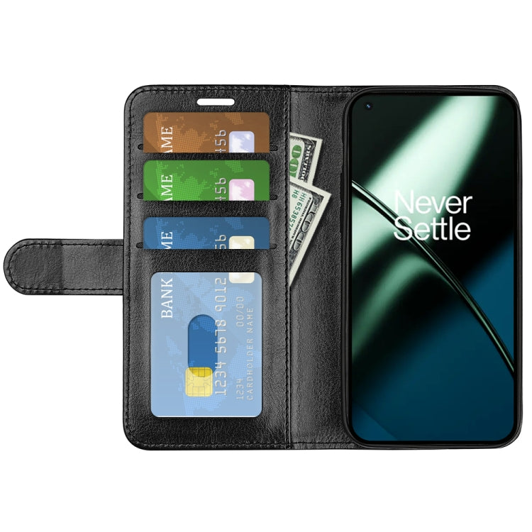 For OnePlus 11 R64 Texture Horizontal Flip Leather Phone Case(Black) - OnePlus Cases by buy2fix | Online Shopping UK | buy2fix