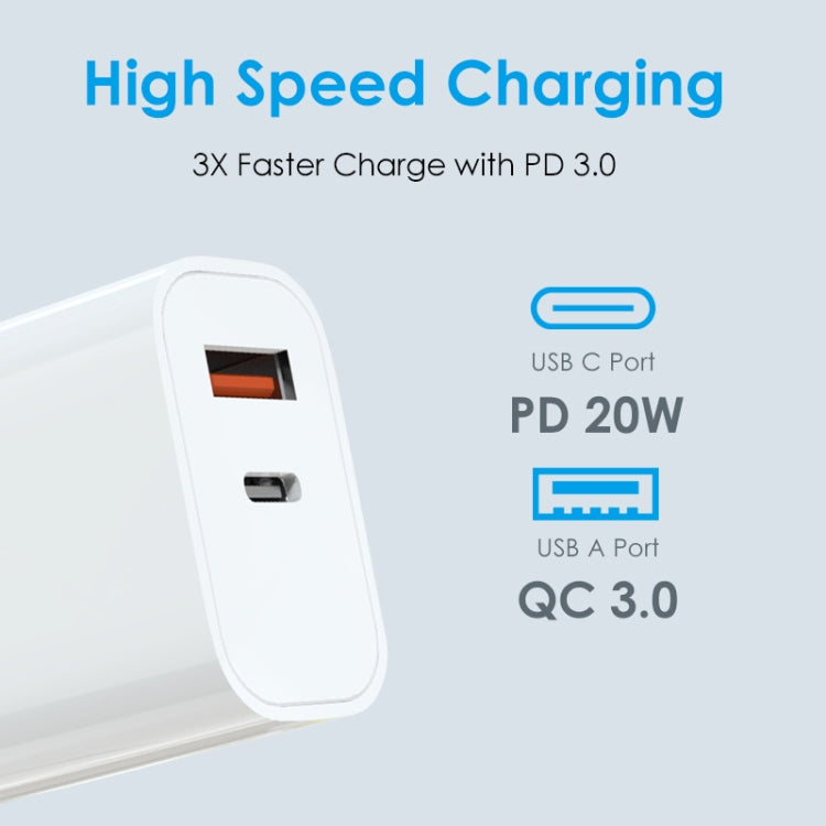 NORTHJO NOPD2002 PD20W USB-C/Type-C + QC 3.0 USB Dual Ports Fast Charger, EU Plug(White) - USB Charger by NORTHJO | Online Shopping UK | buy2fix