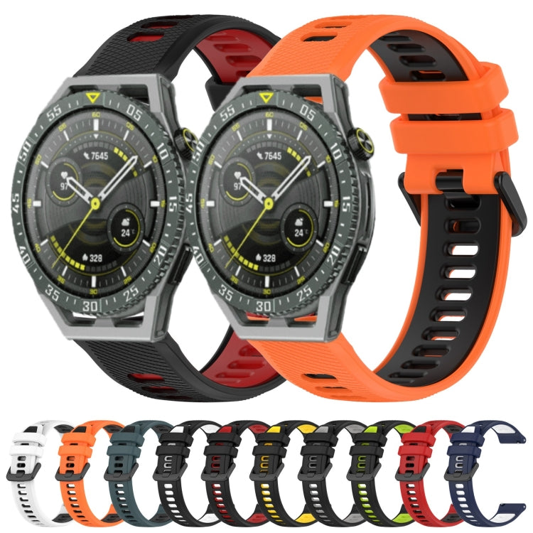 For Huawei Watch 3 Pro New 22mm Sports Two-Color Silicone Watch Band(Black+Green) - Watch Bands by buy2fix | Online Shopping UK | buy2fix