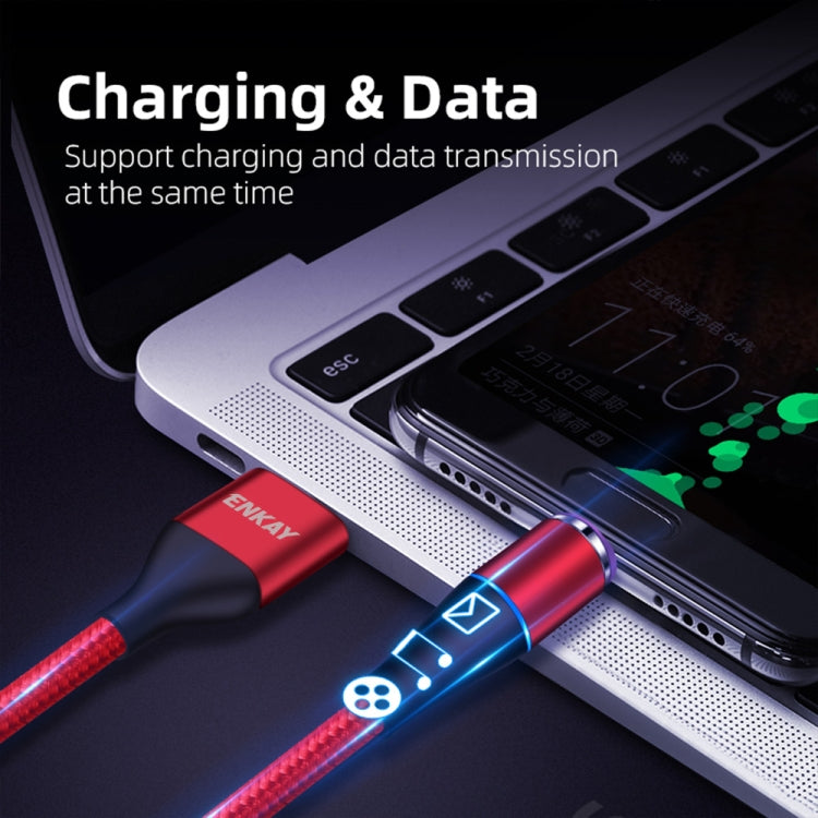 ENKAY 2 in 1 5A USB to Type-C + 8 Pin Magnetic Fast Charging Data Cable with LED Light, Length: 1m(Blue) - Charging Cable & Head by ENKAY | Online Shopping UK | buy2fix