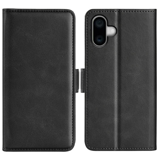 For iPhone 16 Plus Dual-side Magnetic Buckle Horizontal Flip Leather Phone Case(Black) - iPhone 16 Plus Cases by buy2fix | Online Shopping UK | buy2fix