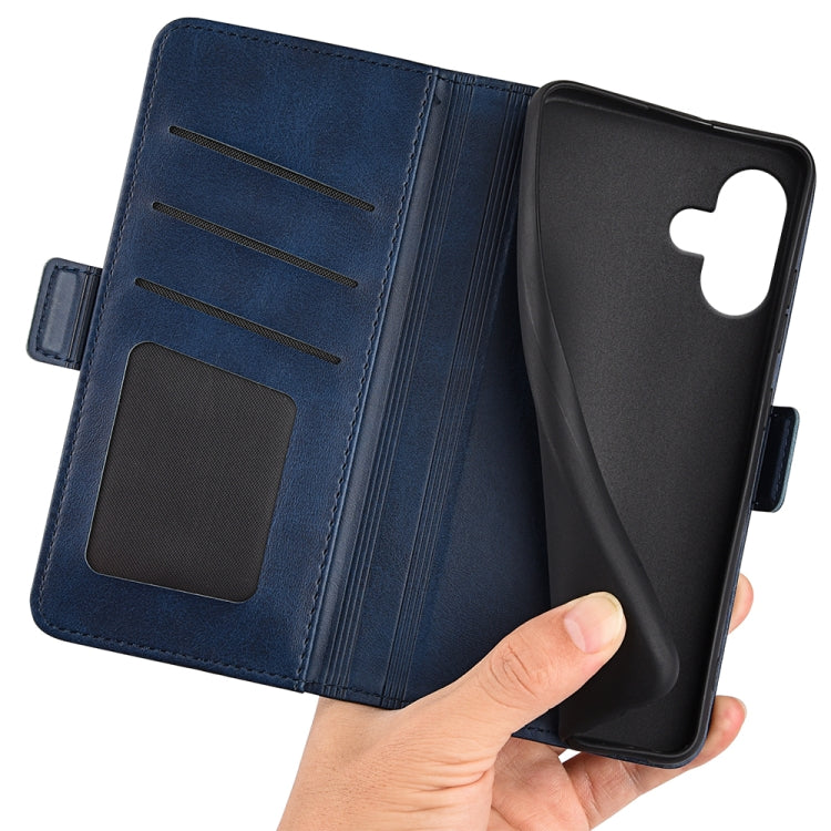 For iPhone 16 Plus Dual-side Magnetic Buckle Horizontal Flip Leather Phone Case(Dark Blue) - iPhone 16 Plus Cases by buy2fix | Online Shopping UK | buy2fix