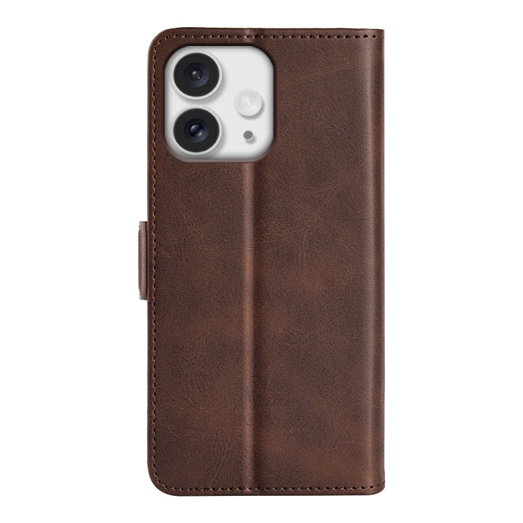 For iPhone 16 Pro Dual-side Magnetic Buckle Horizontal Flip Leather Phone Case(Brown) - iPhone 16 Pro Cases by buy2fix | Online Shopping UK | buy2fix