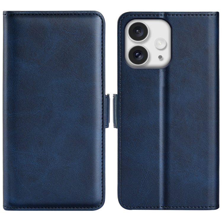 For iPhone 16 Pro Dual-side Magnetic Buckle Horizontal Flip Leather Phone Case(Dark Blue) - iPhone 16 Pro Cases by buy2fix | Online Shopping UK | buy2fix