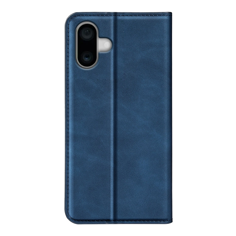 For iPhone 16 Retro-skin  Magnetic Suction Leather Phone Case(Dark Blue) - iPhone 16 Cases by buy2fix | Online Shopping UK | buy2fix