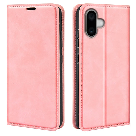 For iPhone 16 Pro Retro-skin  Magnetic Suction Leather Phone Case(Pink) - iPhone 16 Pro Cases by buy2fix | Online Shopping UK | buy2fix