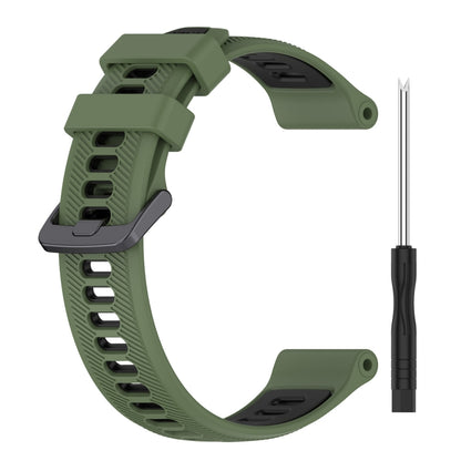 For Garmin Forerunner 965 Sports Two-Color Silicone Watch Band(Army Green+Black) - Watch Bands by buy2fix | Online Shopping UK | buy2fix