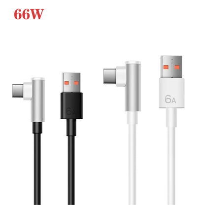 5pcs XJ-92 1m 66W USB to Type-C Elbow Super Fast Charging Data Cable for Huawei and Other Phone(White) - USB-C & Type-C Cable by buy2fix | Online Shopping UK | buy2fix