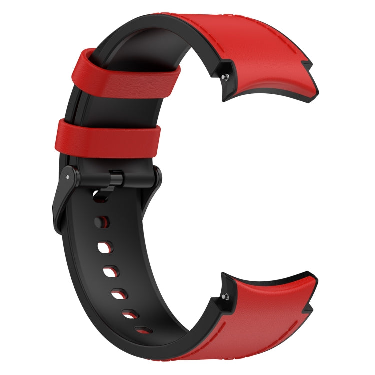 For Samsung Galaxy Watch 6 Classic Silicone Leather Black Buckle Watch Band(Red) - Watch Bands by buy2fix | Online Shopping UK | buy2fix