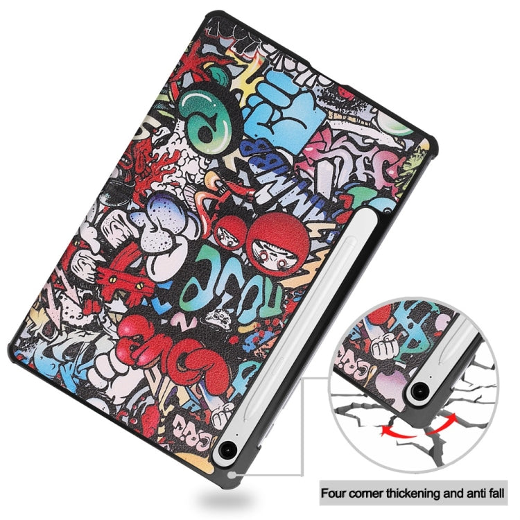 For Samsung Galaxy Tab S9 FE 10.9 JUNSUNMAY Custer Painted 3-Fold Stand Leather Smart Tablet Case(Graffiti) - Galaxy Tab S9 FE by JUNSUNMAY | Online Shopping UK | buy2fix