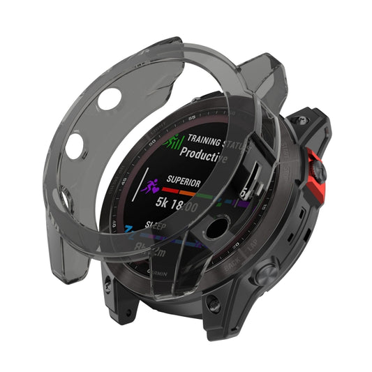 For Garmin Fenix 7 Pro Half-Package TPU Watch Protective Case(Transparent Black) - Watch Cases by buy2fix | Online Shopping UK | buy2fix