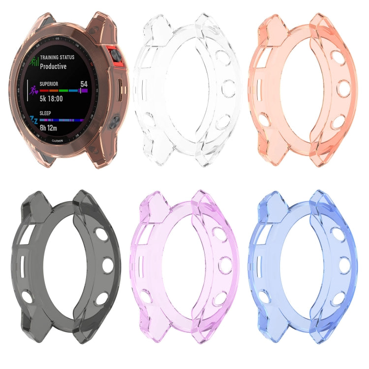 For Garmin Fenix 7 Pro Half-Package TPU Watch Protective Case(Transparent Purple) - Watch Cases by buy2fix | Online Shopping UK | buy2fix