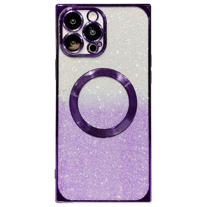 For iPhone 14 Pro Max Square Gradient Magsafe Electroplating TPU Phone Case(Purple) - iPhone 14 Pro Max Cases by buy2fix | Online Shopping UK | buy2fix