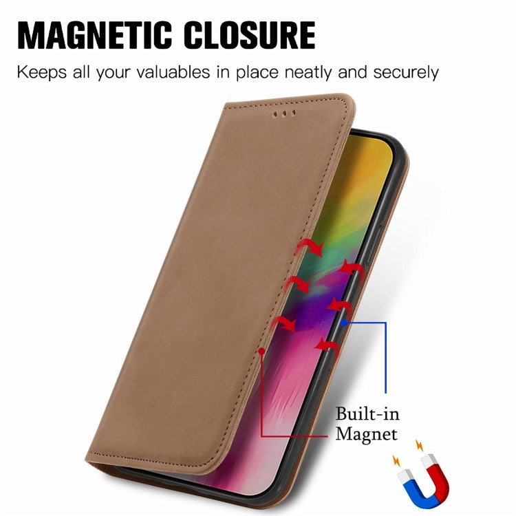 For iPhone 16 Retro Skin Feel Magnetic Flip Leather Phone Case(Brown) - iPhone 16 Cases by buy2fix | Online Shopping UK | buy2fix