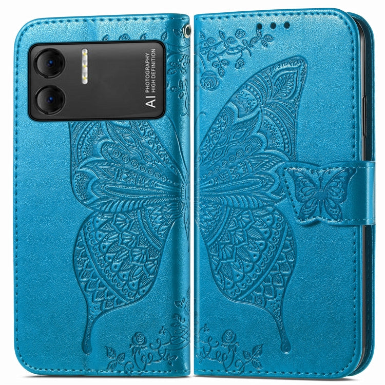 For DOOGEE X98 Pro / X98 Butterfly Love Flower Embossed Leather Phone Case(Blue) - Doogee Cases by buy2fix | Online Shopping UK | buy2fix