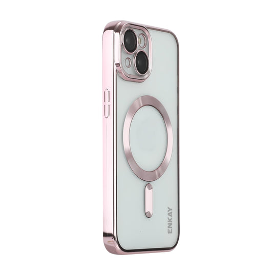 For iPhone 15 ENKAY Hat-Prince Magsafe Electroplated TPU Clear Shockproof Phone Case(Pink) - iPhone 15 Cases by ENKAY | Online Shopping UK | buy2fix