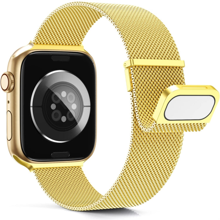 For Apple Watch 6 44mm Milan Double Magnetic Steel Mesh Watch Band(Gold) - Watch Bands by buy2fix | Online Shopping UK | buy2fix