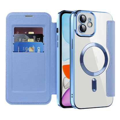 For iPhone 16 Shield Magsafe RFID Anti-theft Rhombus Leather Phone Case(Blue) - iPhone 16 Cases by buy2fix | Online Shopping UK | buy2fix