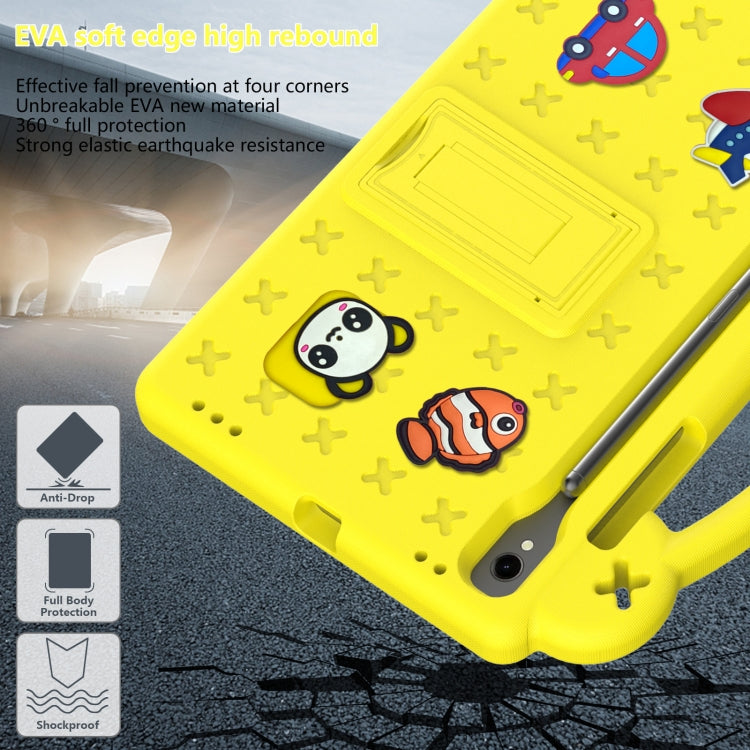 For Samsung Galaxy Tab S9 FE / X510N Handle Kickstand Children EVA Shockproof Tablet Case(Yellow) - Galaxy Tab S9 FE by buy2fix | Online Shopping UK | buy2fix