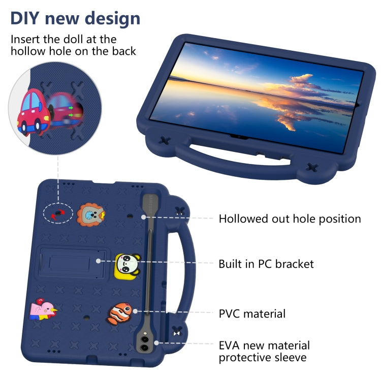 For Samsung Galaxy Tab S10+12.4 X820 Handle Kickstand Children EVA Shockproof Tablet Case(Navy Blue) - Tab S10+ Cases by buy2fix | Online Shopping UK | buy2fix