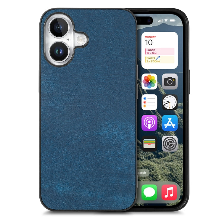 For iPhone 16 Vintage Leather PC Back Cover Phone Case(Blue) - iPhone 16 Cases by buy2fix | Online Shopping UK | buy2fix