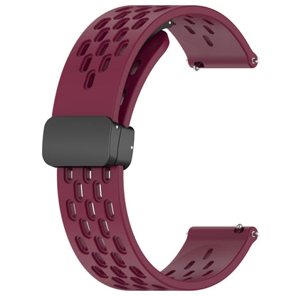 For Amazfit GTS 2 20mm Folding Magnetic Clasp Silicone Watch Band(Burgundy) - Watch Bands by buy2fix | Online Shopping UK | buy2fix