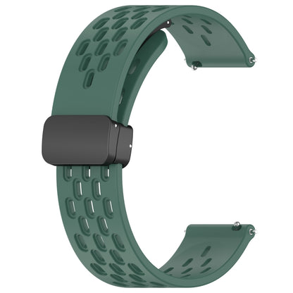 For Amazfit GTS 2 20mm Folding Magnetic Clasp Silicone Watch Band(Dark Green) - Watch Bands by buy2fix | Online Shopping UK | buy2fix