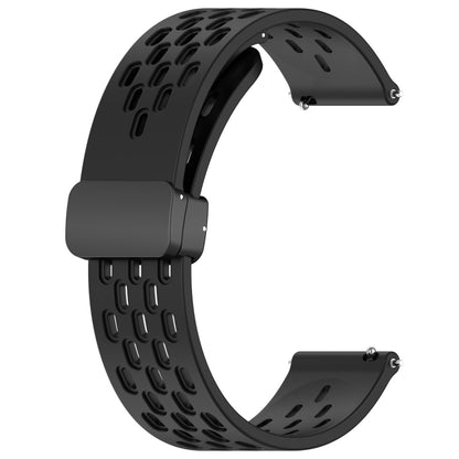 For Amazfit Pop Pro 20mm Folding Magnetic Clasp Silicone Watch Band(Black) - Watch Bands by buy2fix | Online Shopping UK | buy2fix