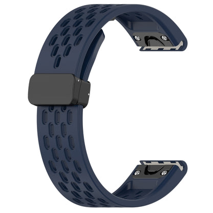 For Garmin Instinct 2S 20mm Folding Buckle Hole Silicone Watch Band(Midnight Blue) - Watch Bands by buy2fix | Online Shopping UK | buy2fix