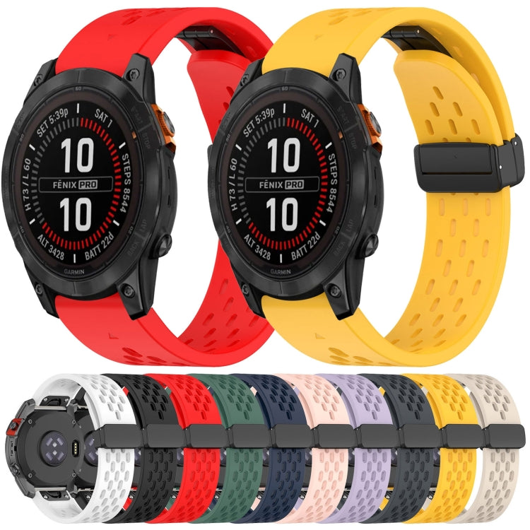 For Garmin Fenix 7S Pro 42mm 20mm Folding Buckle Hole Silicone Watch Band(Red) - Watch Bands by buy2fix | Online Shopping UK | buy2fix