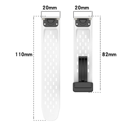 For Garmin Fenix 7S Pro 42mm 20mm Folding Buckle Hole Silicone Watch Band(White) - Watch Bands by buy2fix | Online Shopping UK | buy2fix