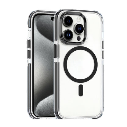 For iPhone 15 Pro Dual-color MagSafe TPU Hybrid Clear PC Shockproof Phone Case(Black) - iPhone 15 Pro Cases by buy2fix | Online Shopping UK | buy2fix