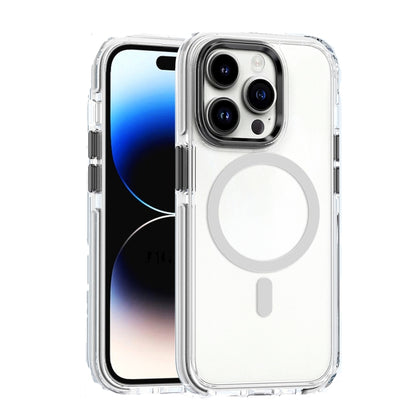 For iPhone 14 Pro Max Dual-color MagSafe TPU Hybrid Clear PC Shockproof Phone Case(White) - iPhone 14 Pro Max Cases by buy2fix | Online Shopping UK | buy2fix