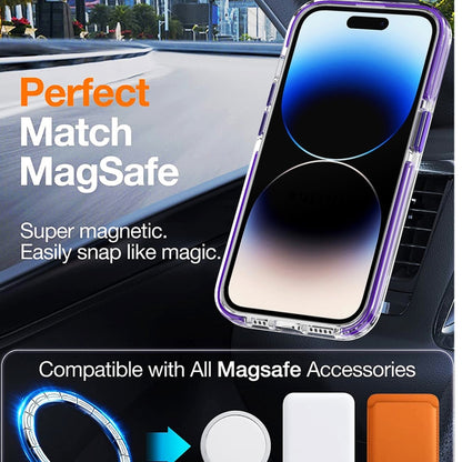 For iPhone 14 Pro Max Dual-color MagSafe TPU Hybrid Clear PC Shockproof Phone Case(Black) - iPhone 14 Pro Max Cases by buy2fix | Online Shopping UK | buy2fix