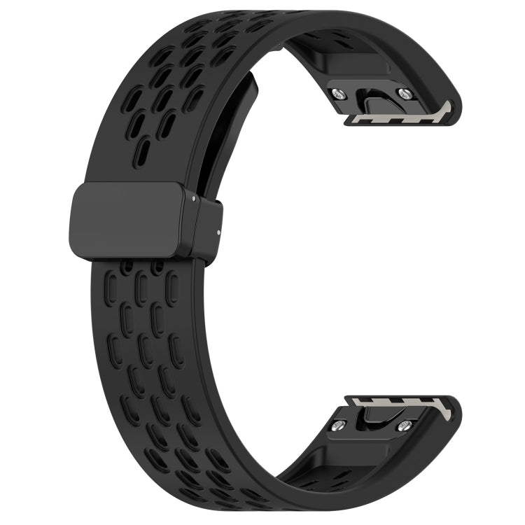 For Garmin Instinct 2x Quick Release Holes Magnetic Buckle Silicone Watch Band(Black) - Watch Bands by buy2fix | Online Shopping UK | buy2fix
