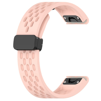 For Garmin Instinct 2x Quick Release Holes Magnetic Buckle Silicone Watch Band(Pink) - Watch Bands by buy2fix | Online Shopping UK | buy2fix