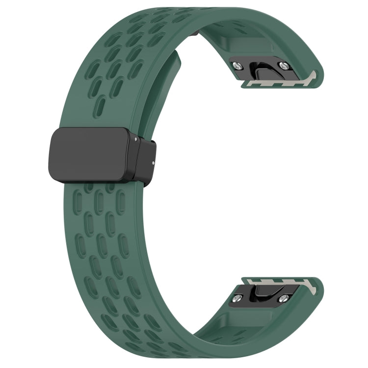 For Garmin D2 Bravo / Quaitx 3 Quick Release Holes Magnetic Buckle Silicone Watch Band(Dark Green) - Watch Bands by buy2fix | Online Shopping UK | buy2fix