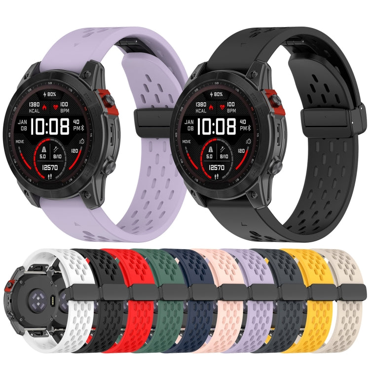 For Garmin Fenix 6X GPS / 6X Pro Quick Release Holes Magnetic Buckle Silicone Watch Band(Starlight Color) - Watch Bands by buy2fix | Online Shopping UK | buy2fix