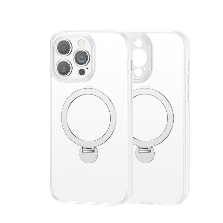 For iPhone 15 Pro 360 Magsafe Ring Holder TPU Hybrid PC Phone Case(White) - iPhone 15 Pro Cases by buy2fix | Online Shopping UK | buy2fix