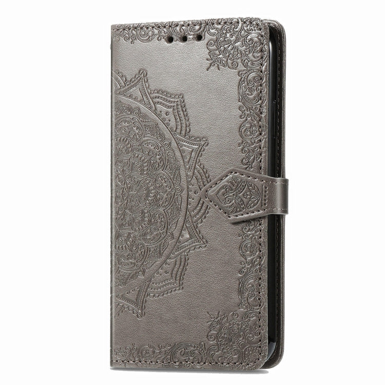 For Xiaomi Redmi K70 Mandala Flower Embossed Leather Phone Case(Grey) - K70 Cases by buy2fix | Online Shopping UK | buy2fix