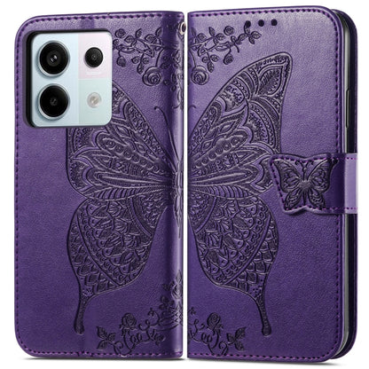For Xiaomi Redmi Note 13 Pro Butterfly Love Flower Embossed Leather Phone Case(Dark Purple) - Note 13 Pro Cases by buy2fix | Online Shopping UK | buy2fix