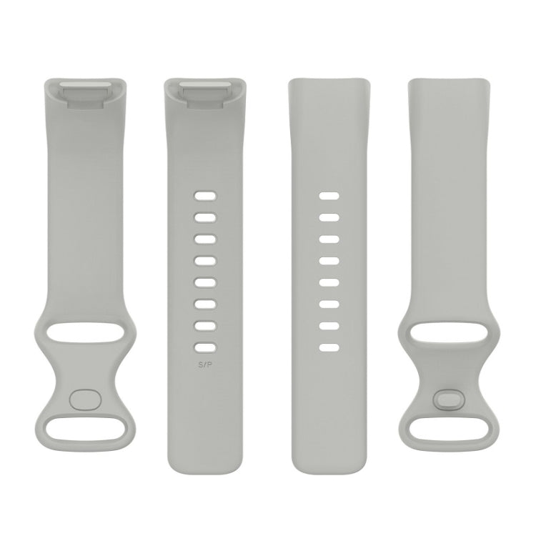 For Fitbit Charge 6 Solid Color Butterfly Buckle Silicone Watch Band, Size:L Size(Gray) - Watch Bands by buy2fix | Online Shopping UK | buy2fix