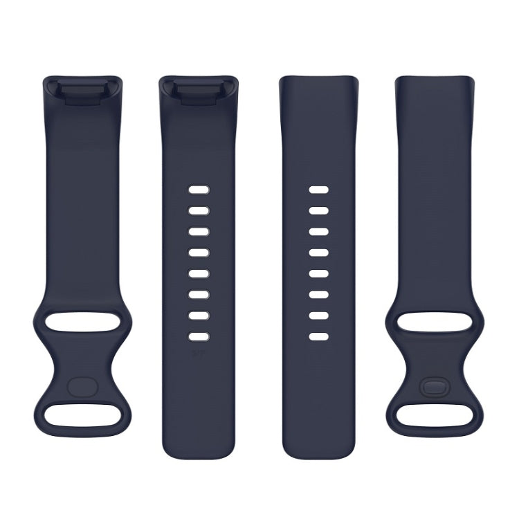 For Fitbit Charge 6 Solid Color Butterfly Buckle Silicone Watch Band, Size:S Size(Dark Blue) - Watch Bands by buy2fix | Online Shopping UK | buy2fix