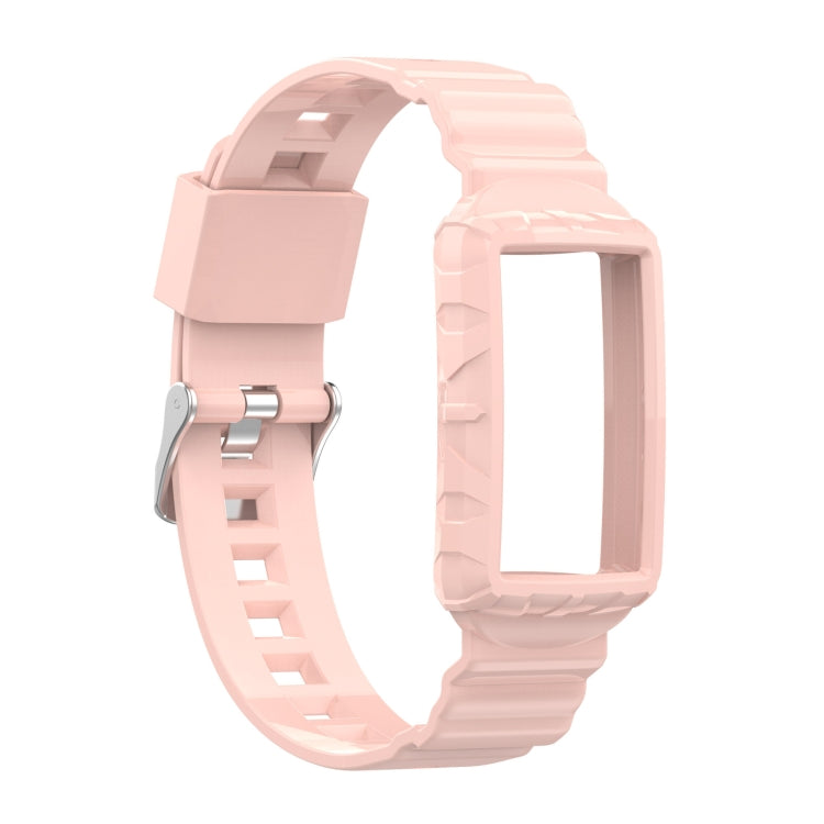 For Fitbit Charge 6 / 5 / 4 / 3 Armor Integrated TPU Watch Band(Light Pink) - Watch Bands by buy2fix | Online Shopping UK | buy2fix