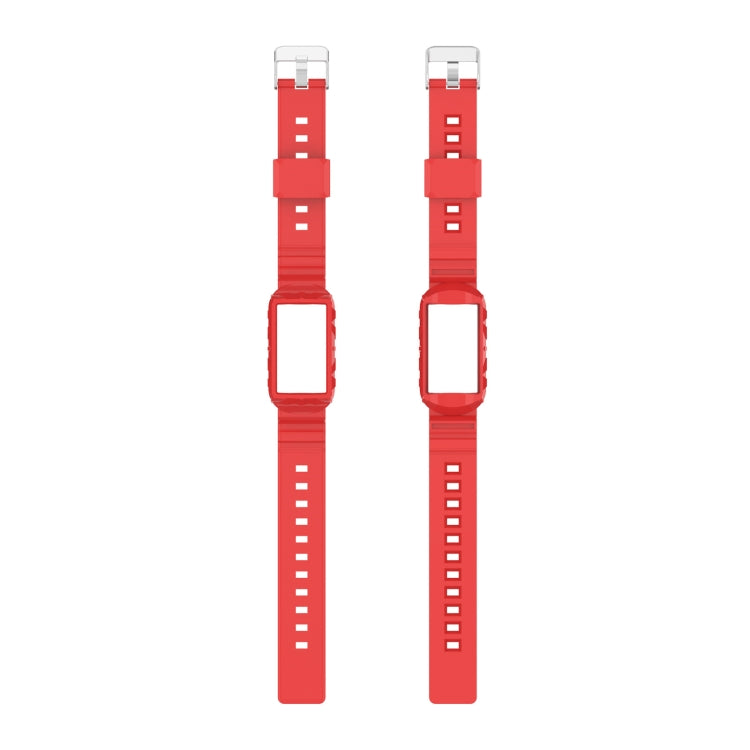 For Fitbit Charge 6 / 5 / 4 / 3 Armor Integrated TPU Watch Band(Red) - Watch Bands by buy2fix | Online Shopping UK | buy2fix