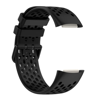 For Fitbit Charge 6 Solid Color Breathable Sports Silicone Watch Band(Black) - Watch Bands by buy2fix | Online Shopping UK | buy2fix